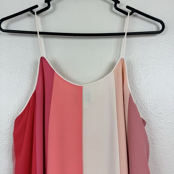 NWT Francesca’s Jun & Ivy Stripe Colorblock Mini Shift Slip Dress Pink Coral S - Picture 8 of 12